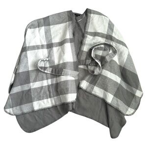 Ann Taylor Factory Grey Plaid Poncho Cape